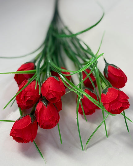 Buchet artificial lalele (12 flori) roșu
