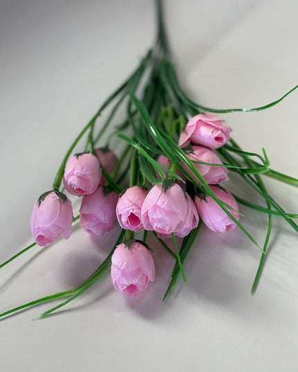 Buchet artificial lalele (12 flori) roz