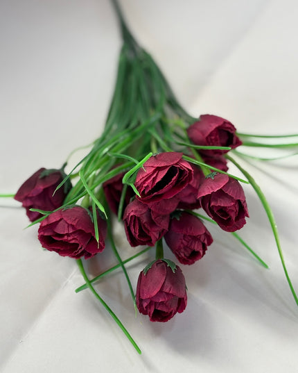 Buchet artificial lalele (12 flori) visiniu