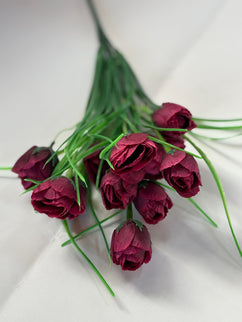 Buchet artificial lalele (12 flori) visiniu