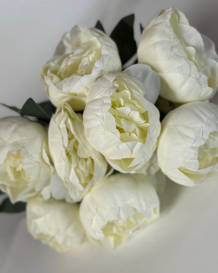 Bujori artificiali (10 flori) alb