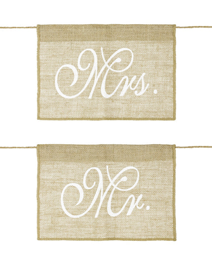 Decoratiune pentru scaun Mr si Mrs