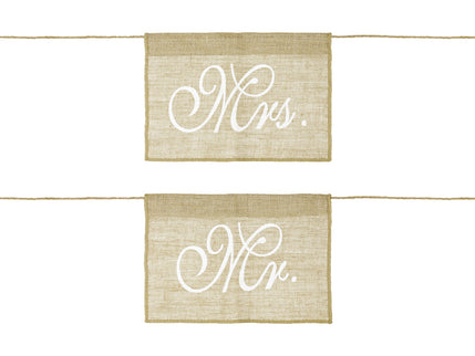 Decoratiune pentru scaun Mr si Mrs