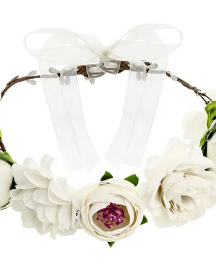 Coronita flori artificiale 17cm alb