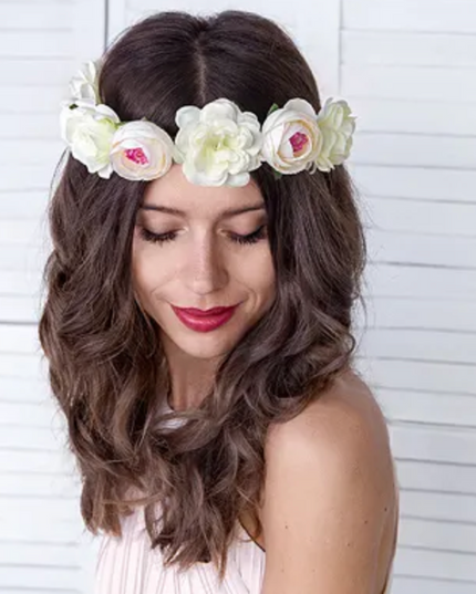 Coronita flori artificiale 17cm alb