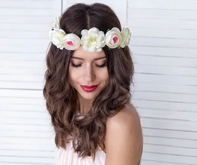 Coronita flori artificiale 17cm alb