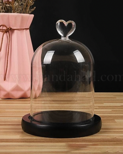 Cupola sticla 10x19cm inima blat negru