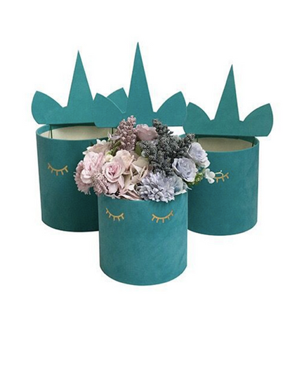 Set 3 cutii flori S3.129 catifea verde