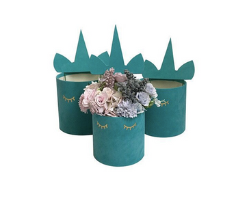 Set 3 cutii flori S3.129 catifea verde