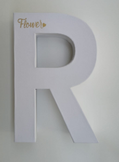 Cutie flori litera R alb