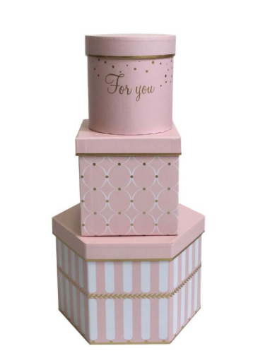 Set 3 cutii flori S3.43 mix roz