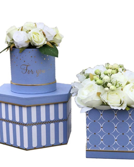 Set 3 cutii flori S3.43 mix albastru