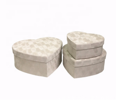 Set 3 cutii flori S3.82 catifea alb