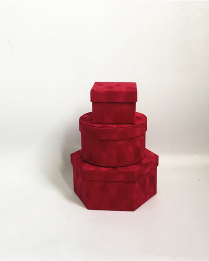 Set 3 cutii flori S3.120 catifea rosu