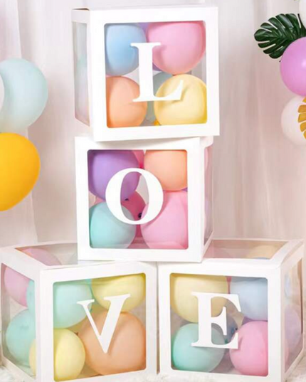 Set 4 cutii transparente LOVE