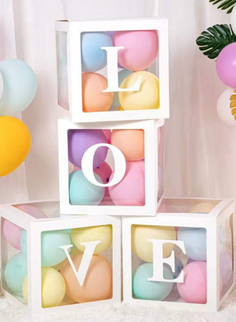 Set 4 cutii transparente LOVE