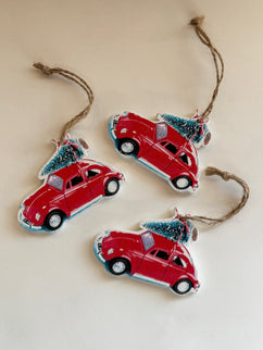 Deco masinuta Craciun 6x7.5cm S/24