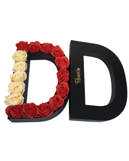 Cutie flori litera D negru