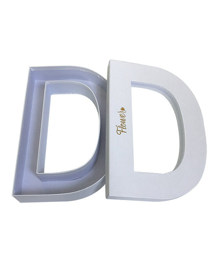 Cutie flori litera D alb