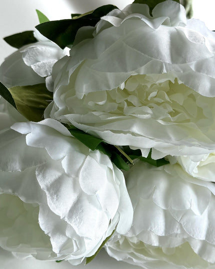 Bujori artificiali (5 flori) alb