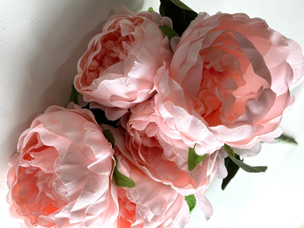 Bujori artificiali (5 flori) roz pal