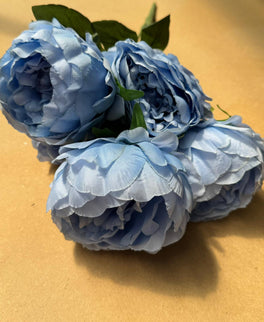 Bujori artificiali (5 flori) albastru