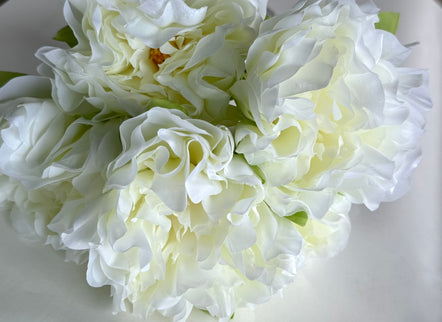 Bujori artificiali Duchesse (5 flori) alb