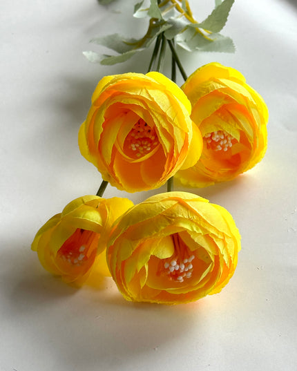 Ranunculus artificial ( 4 flori ) galben