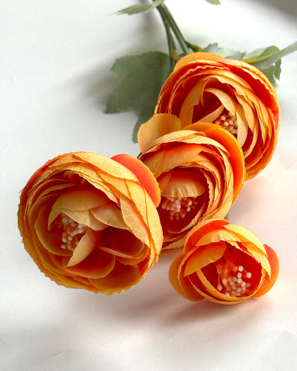 Ranunculus artificial ( 4 flori ) portocaliu