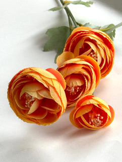Ranunculus artificial ( 4 flori ) portocaliu