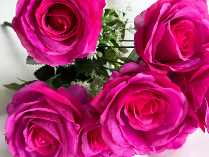Trandafiri artificiali (10 flori) fuchsia