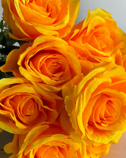 Trandafiri artificiali (10 flori) galben