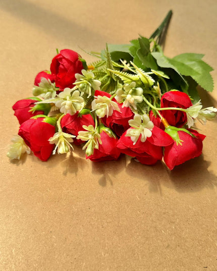 Trandafiri artificiali mini (12 flori) rosu