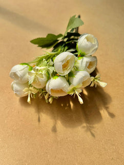 Trandafiri artificiali mini (12 flori) alb