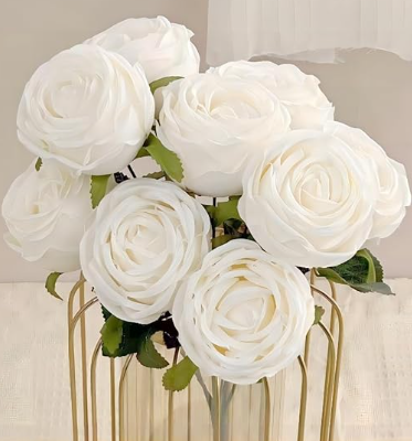 Trandafiri artificiali Proud (7 flori) alb