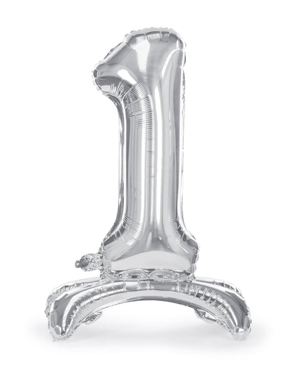 Balon cifra 1 argintiu din folie 70cm