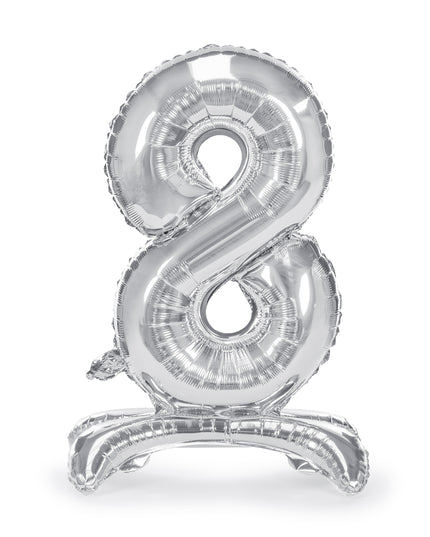 Balon cifra 8 argintiu din folie 70cm