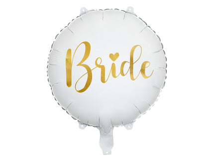 Balon rotund alb "Bride" din folie 45cm