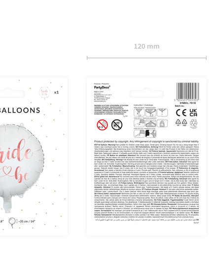 Balon rotund alb "Bride to be" din folie 45cm