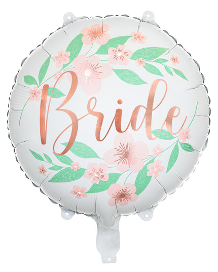 Balon rotund alb cu print "Bride" din folie 45cm