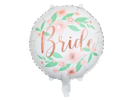 Balon rotund alb cu print "Bride" din folie 45cm