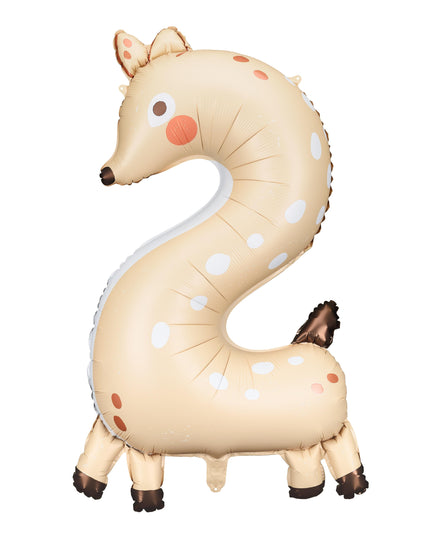 Balon cifra 2 caprioara din folie 65x102cm