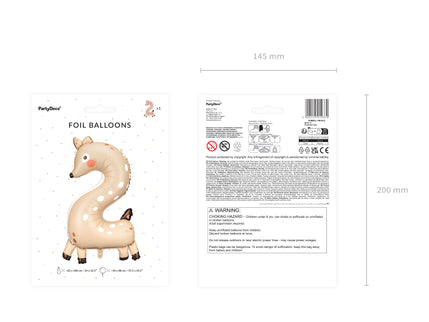 Balon cifra 2 caprioara din folie 65x102cm