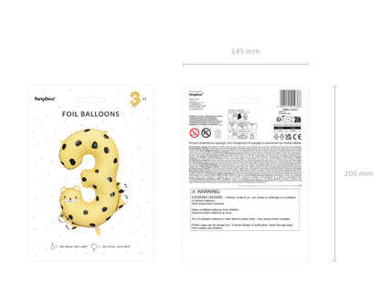 Balon cifra 3 ghepard din folie 68x98cm