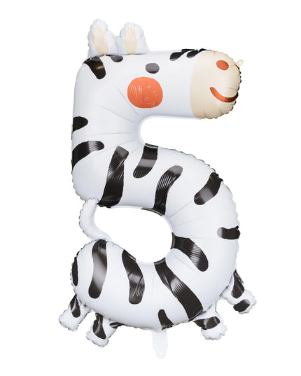 Balon cifra 5 zebra din folie 68x98cm