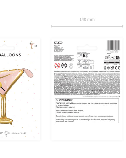 Balon pahar cocktail din folie 126x93cm