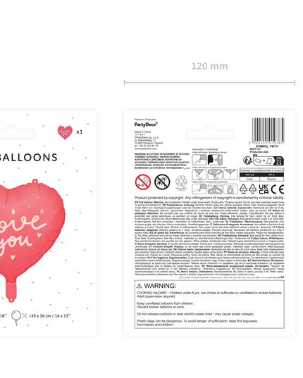 Balon inima "love you" din folie 45cm