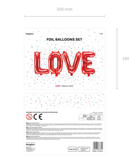 Balon LOVE rosu din folie 140x35cm