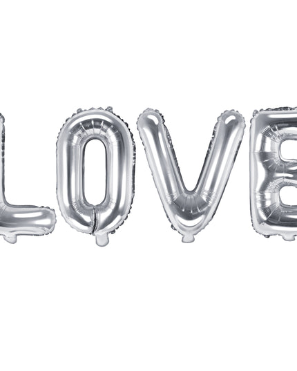 Balon LOVE argintiu din folie 140x35cm