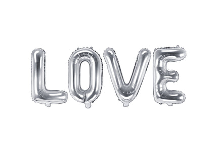 Balon LOVE argintiu din folie 140x35cm